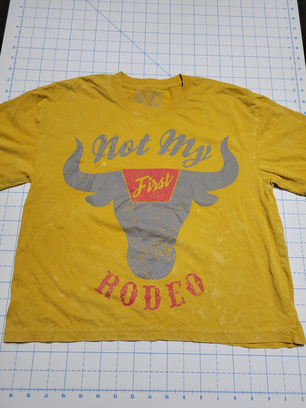 Yellow 'Not My First Rodeo' Cropped Graphic Tee
